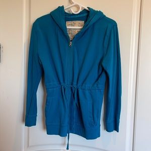 Rue 21 blue zip up hoodie with tie sinch belt